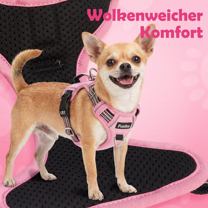 Funfox Hundegeschirr Mittelgrosse Hunde [L] - Verstellbares Anti-Zug Brustgeschirr mit Griff & Refle
