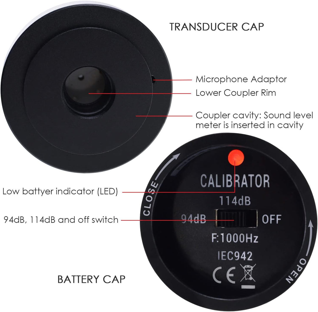 GAIN EXPRESS Handheld Digital Sound Geräuschpegel Tester Kalibrator für Schallpegelmesser 94dB & 114