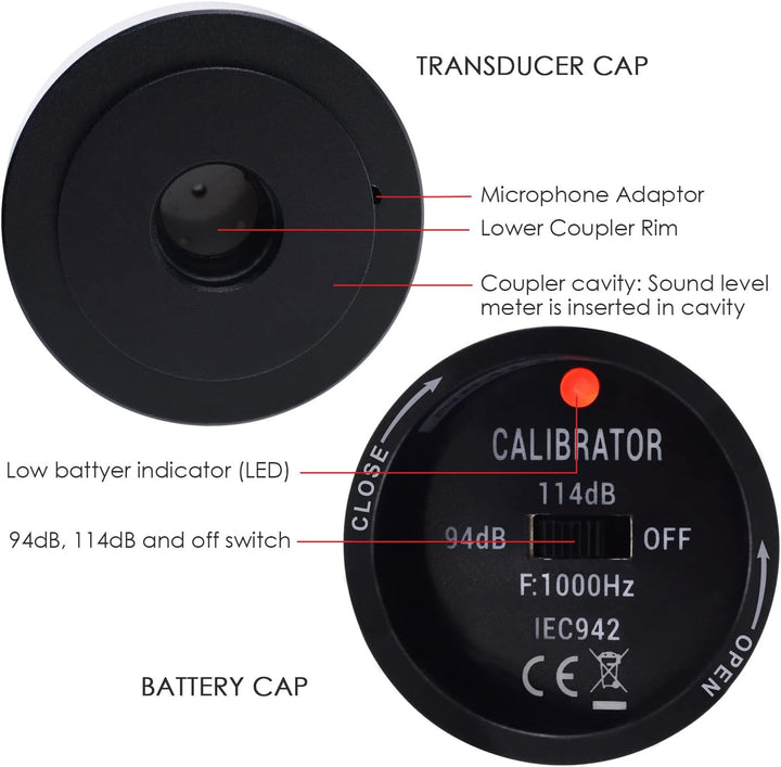 GAIN EXPRESS Handheld Digital Sound Geräuschpegel Tester Kalibrator für Schallpegelmesser 94dB & 114