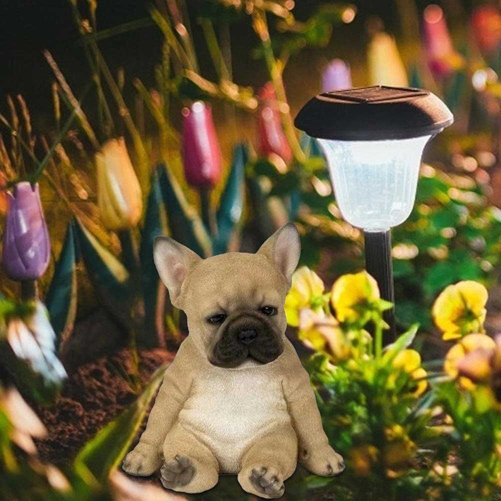Französische Bulldogge Welpen Statue, Harz Rasen Skulptur Super süsse Garten Hof Dekor, realistische