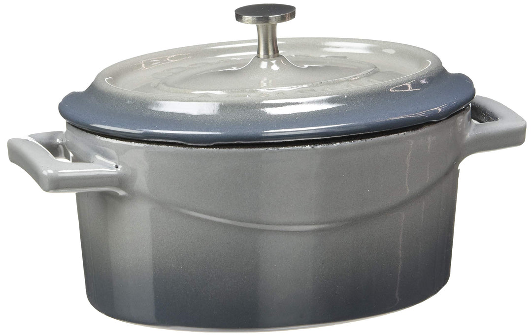 Pentole Agnelli Slowcook Ovale Auflaufform aus Gusseisen mit 2 Griffen, grau, 12 cm 12 x 9 Cm Grau,