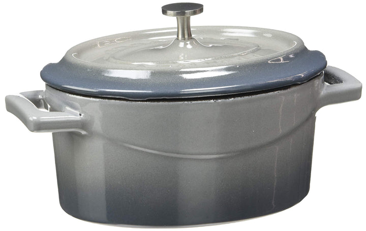 Pentole Agnelli Slowcook Ovale Auflaufform aus Gusseisen mit 2 Griffen, grau, 12 cm 12 x 9 Cm Grau,
