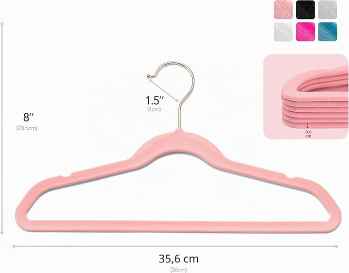 HOUSE DAY 60 Stück Kinder kleiderbügel Samt（35.5cm breit）— Rosa Kinderkleiderbügel Samt Kleiderbügel