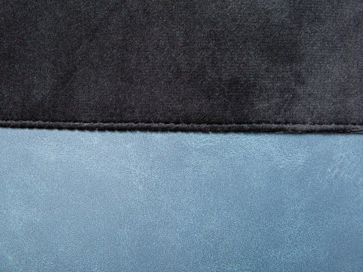 Schwarz-blauer Samthocker mit Kunstledergriff, 38x32,5x43 cm Schwarz, Blau, Schwarz, Blau