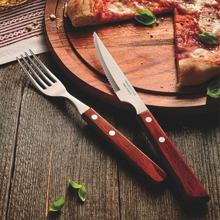 Tramontina Steakbesteck Spanish Style, Set 12-teilig, mit 6 Steakmessern und 6 Steakgabeln, Edelstah