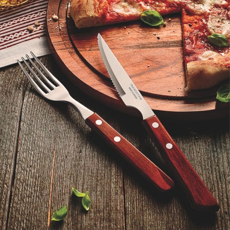 Tramontina Steakmesser Spanish Style, Set 6-teilig, Edelstahl, Holzgriff, FSC, 22 Rot, Rot