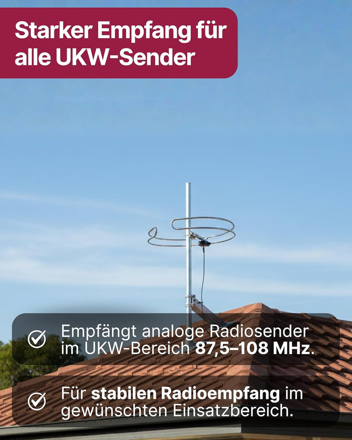 SCHWAIGER Radio Antenne I Ringdipol Antenne für analogen Radioempfang I vormontiert zur Dachmontage