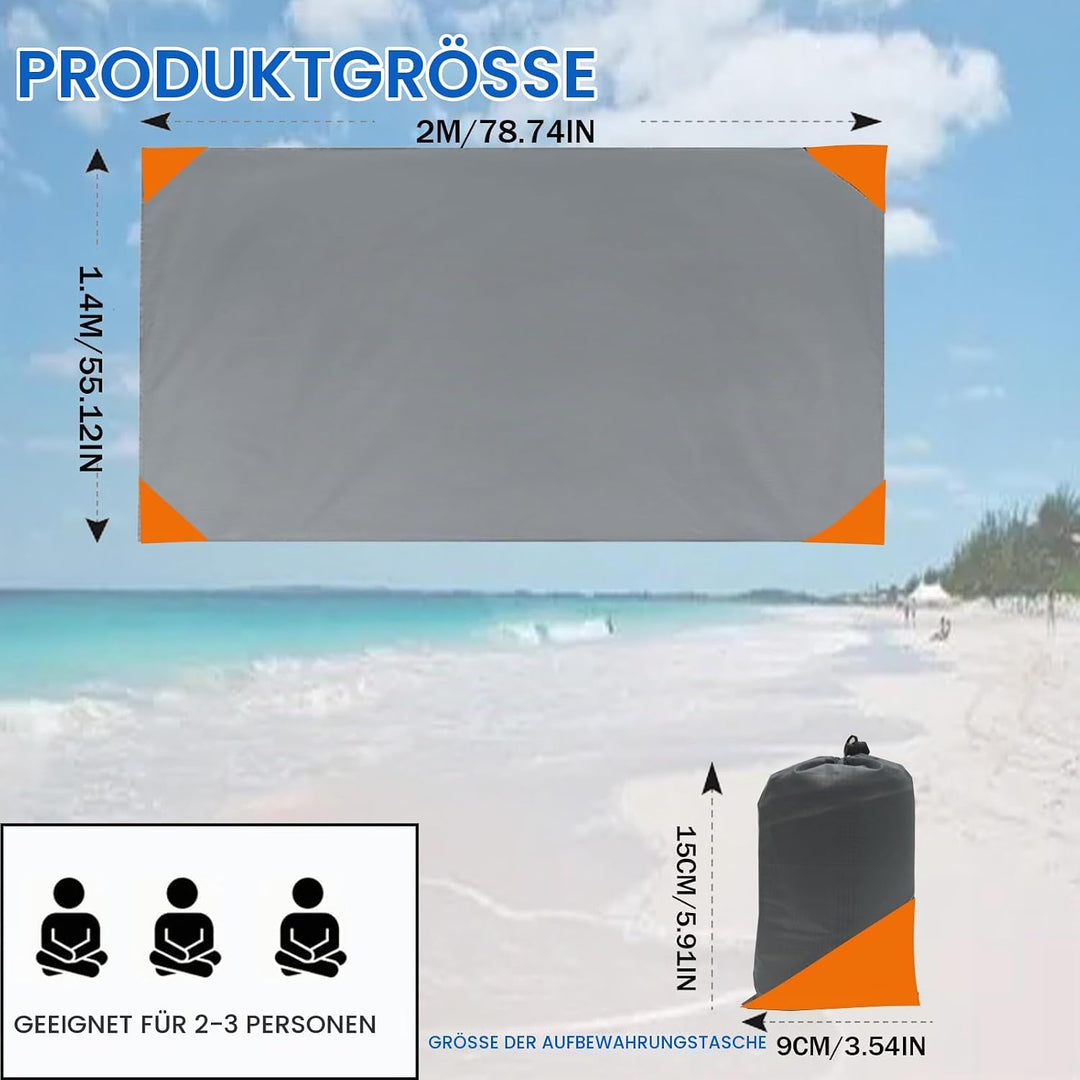Mini Picknickdecke 140x200cm,Ultraleicht Tragbare Stranddecke,4 Befestigung Ecken,Sandabweisende Cam