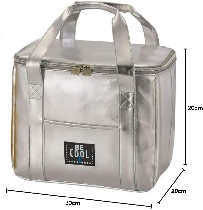 foolonli Kühltasche Kühlbox 25 Liter Silber hochwertig BE CooL City Picknickkorb