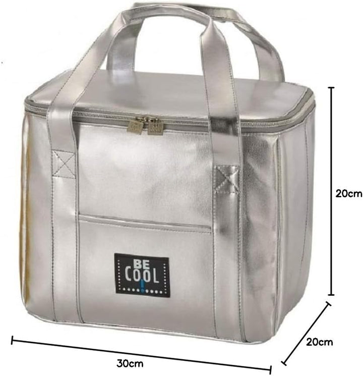 foolonli Kühltasche Kühlbox 25 Liter Silber hochwertig BE CooL City Picknickkorb