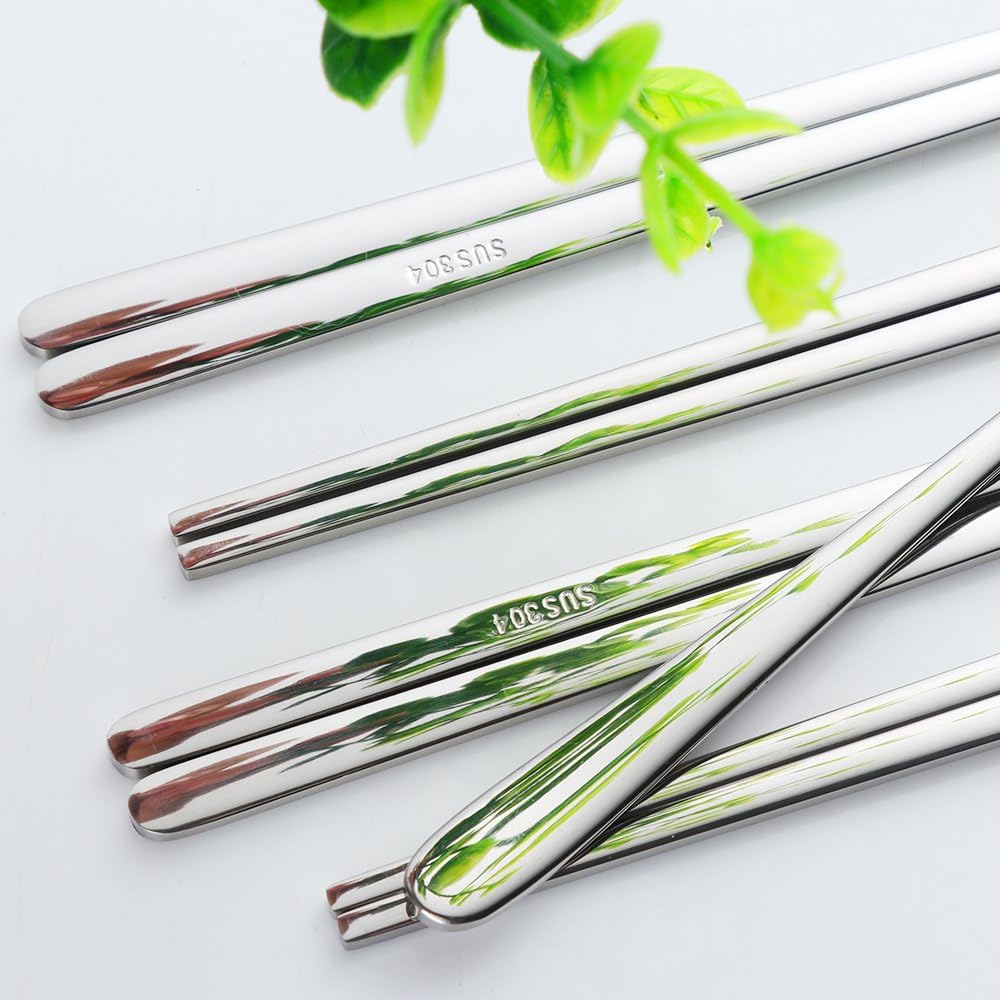 Buyer Star 4 Sätze flaches Essstäbchen Koreanischer Löffel 8 Stück Rostfreier Stahl Stäbchen Löffel