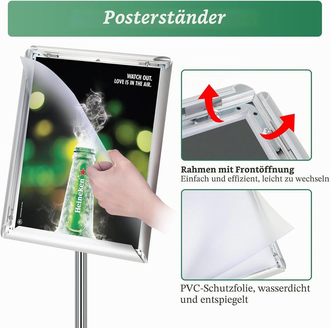 Mutualsign Infoständer A3 Aluminium Plakatständer Höhenverstellbar Posterständer Informationsständer