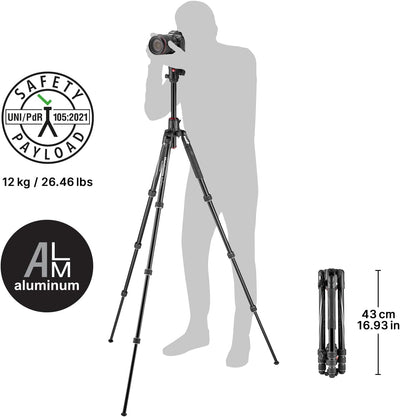 Manfrotto Befree GT XPRO Aluminium Kamerastativ,496 Kugelkopf, Twist Lock-System, 90-Grad, 200PL-PRO