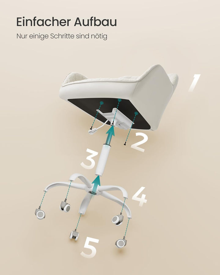 SONGMICS Bürostuhl, Drehstuhl, Sherpa und Kunstleder, Schaumstoffpolsterung, höhenverstellbar, für A
