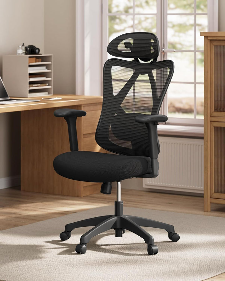 SONGMICS Bürostuhl, ergonomischer Schreibtischstuhl, Computerstuhl, Netzstuhl, verstellbare Lendenst