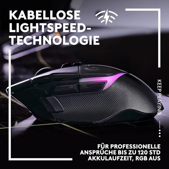 Logitech G502 X PLUS LIGHTSPEED Kabellose RGB-Gaming-Maus - Optische Maus mit LIGHTFORCE Hybridschal