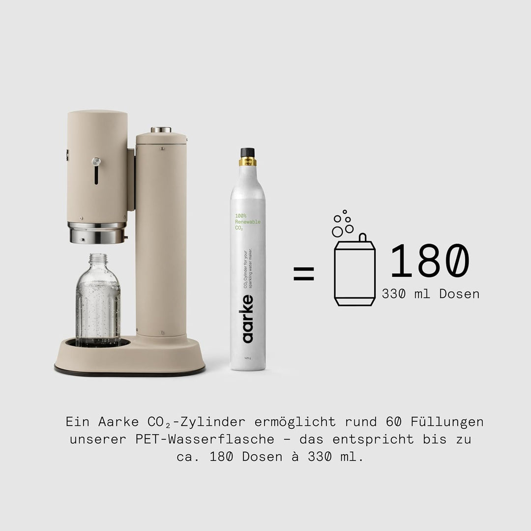Aarke Carbonator Pro, Wassersprudler mit Glasflasche, Sand Finish, Sand