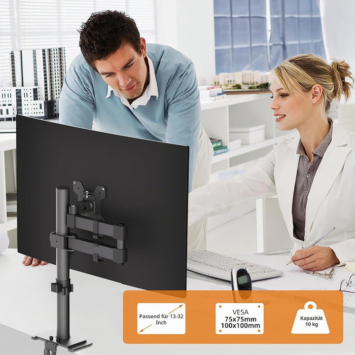 Bracwiser Monitor Halterung, Arm für 13-32 Zoll LCD LED Bildschirme bis 10kg, Höhenverstellbar Bilds