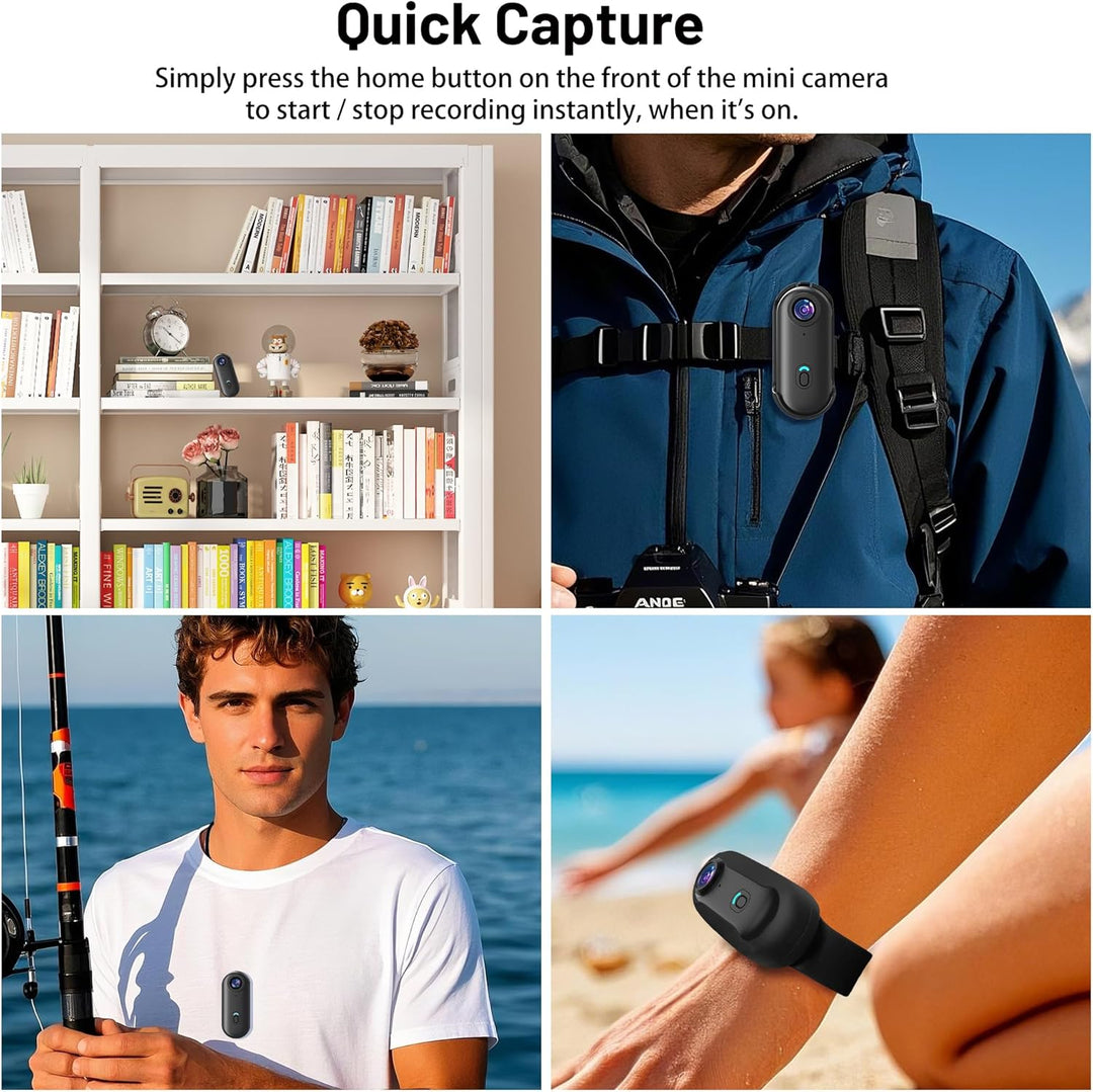 4K Mini Action Kamera mit 64 GB Karte, Wasserdicht, Daumengrosse Freisprech-Aufnahme-Körperkamera, T