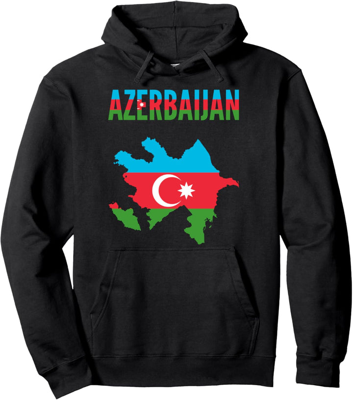 Aserbaidschan - Aserbaidschan Landkarte Flagge Pullover Hoodie