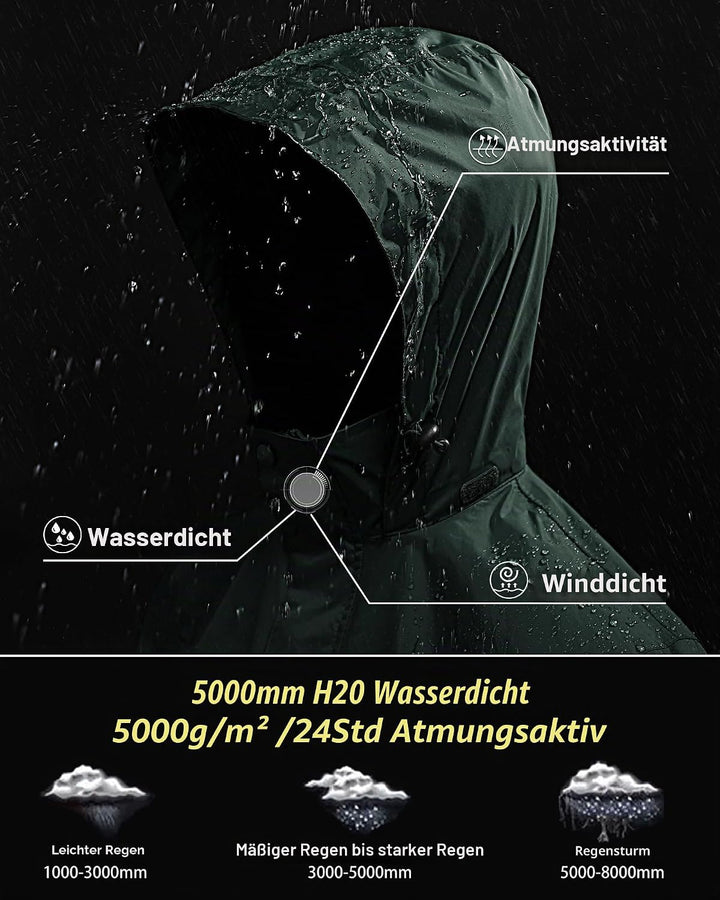Outdoor Ventures Regenjacke Herren Wasserdicht Ultraleichte Dünne Faltbare Regenmantel Atmungsaktiv