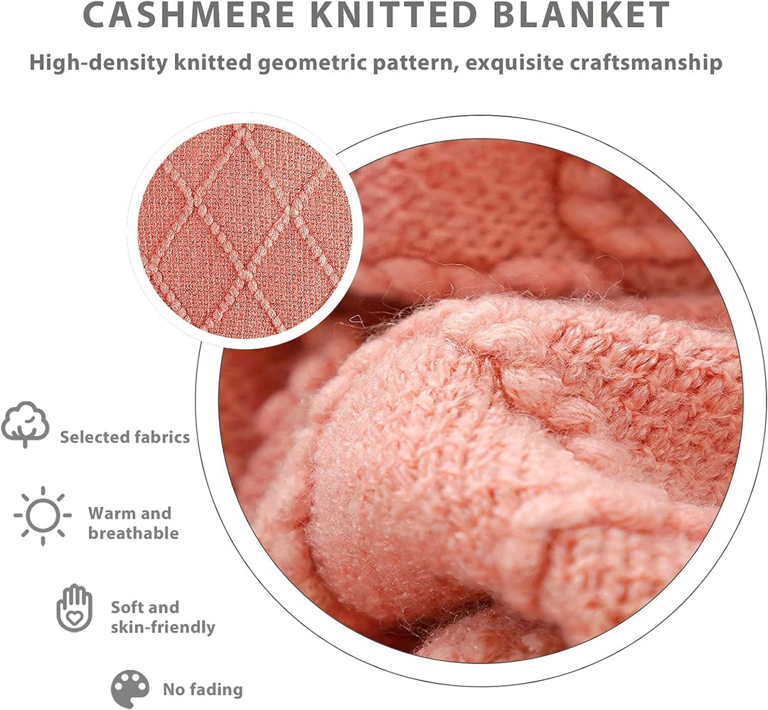 LumiSyne Gestrickte Decke Mit Quaste Einfarbig Geometrische Muster Kuscheldecke Strickdecke Tagesdec