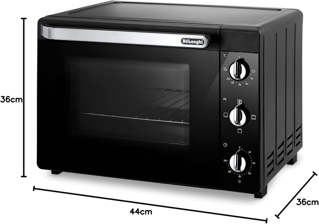 De'Longhi Elektroofen EO40112.BK mit 5 Kochstufen 40 Liter, ausgestattet mit Timer und Innenlicht, T