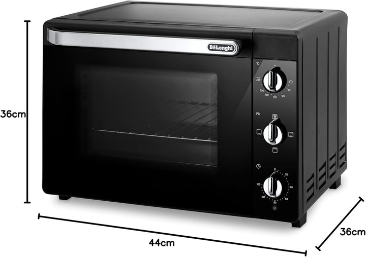 De'Longhi Elektroofen EO40112.BK mit 5 Kochstufen 40 Liter, ausgestattet mit Timer und Innenlicht, T