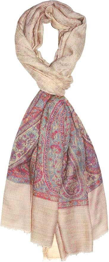 Lorenzo Cana - Damen Kaschmirschal - 100% Kaschmir - jacquard gewebtes Tuch, 70 x 200 cm, beige, Sch