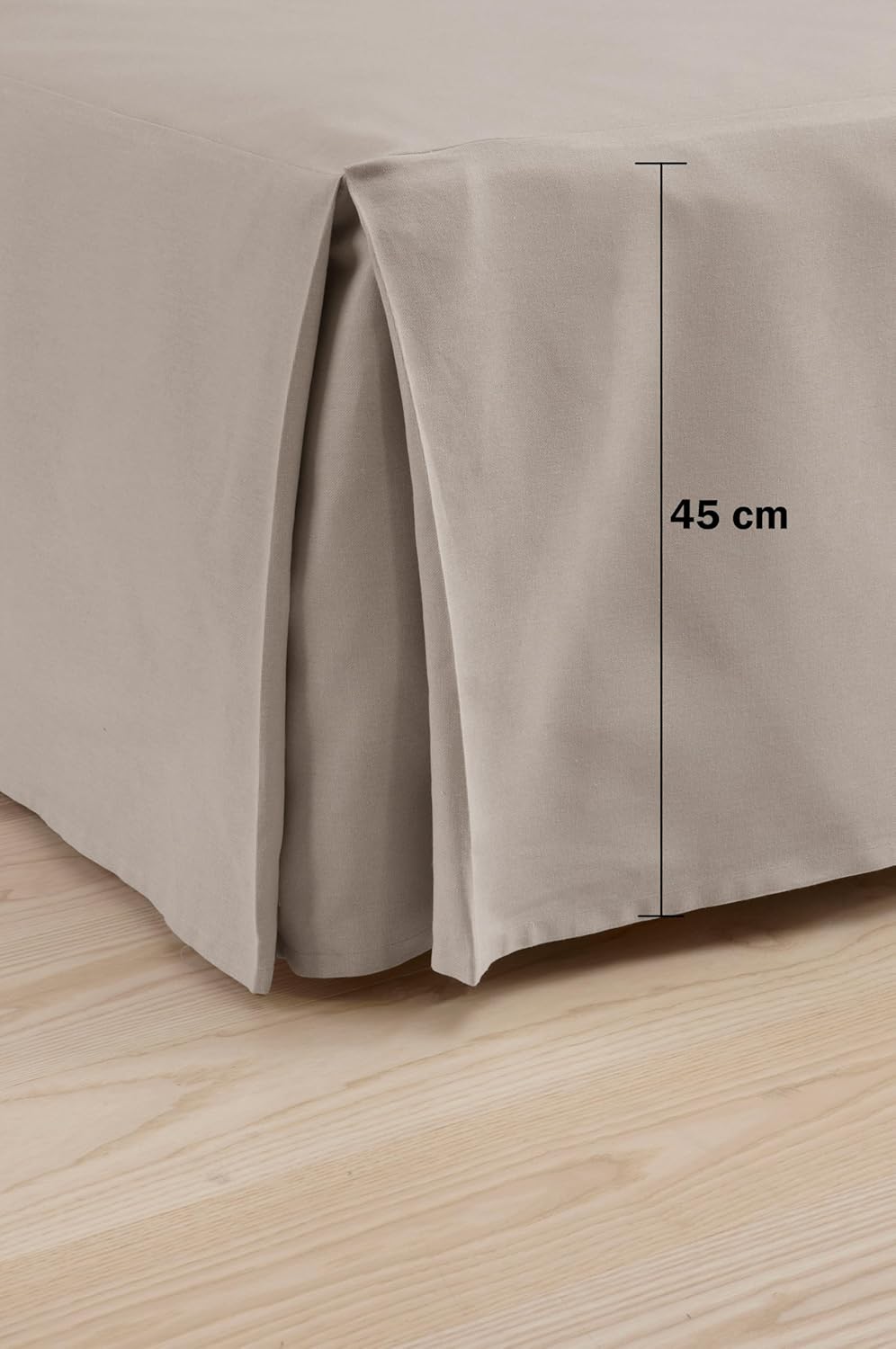Jotex Colour Betthusse - 100% hochwertige Bio-Baumwolle Bettrock, Höhe 45 cm - Graubeige, 160 x 200