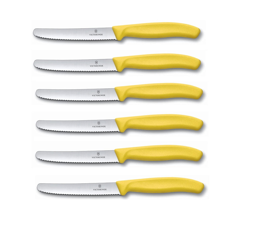 Victorinox 6 Stück Tafelmesser - Tomatenmesser Swiss Classic mit Wellenschliff rostfrei - Swiss Made