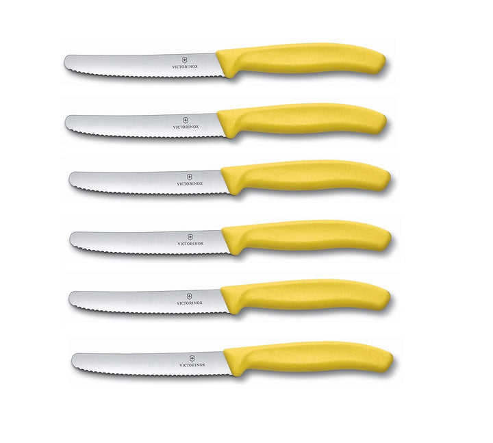 Victorinox 6 Stück Tafelmesser - Tomatenmesser Swiss Classic mit Wellenschliff rostfrei - Swiss Made