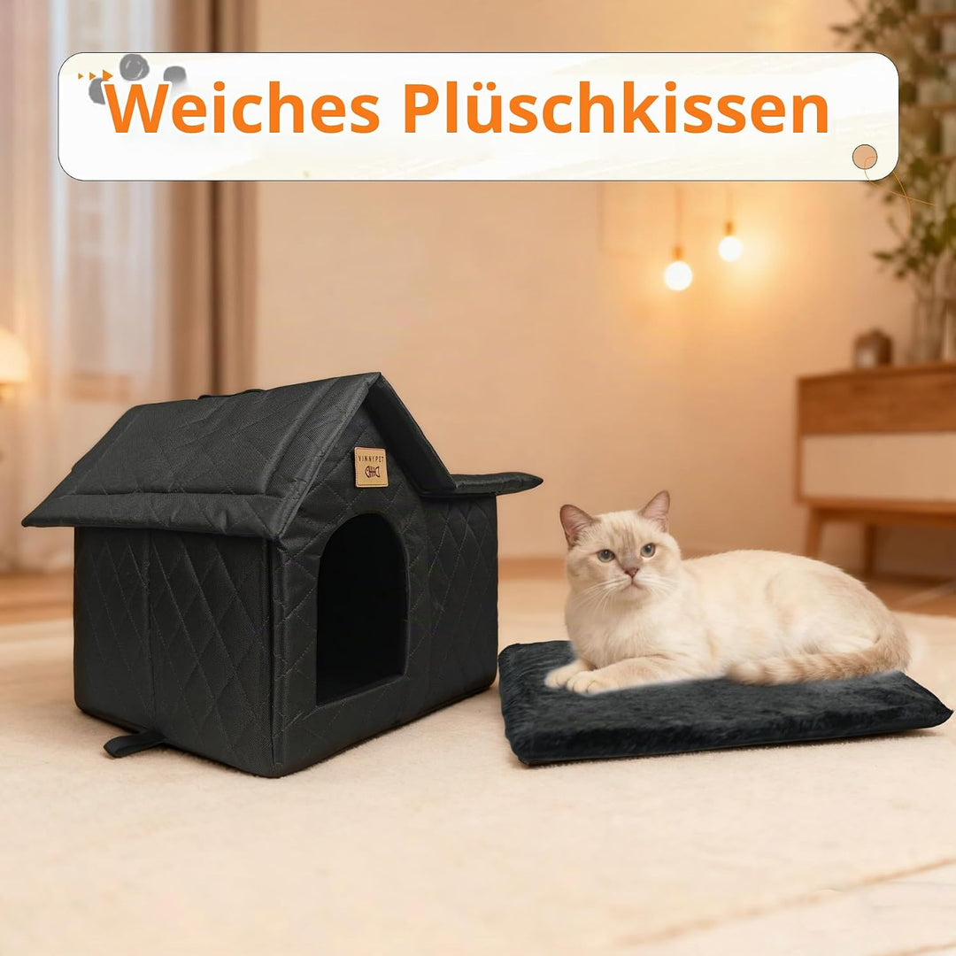 Luxus Katzenhaus Draussen Winterfest Wasserdicht Katzenhöhle Faltbare Wetterfester Haustierhaus Hund