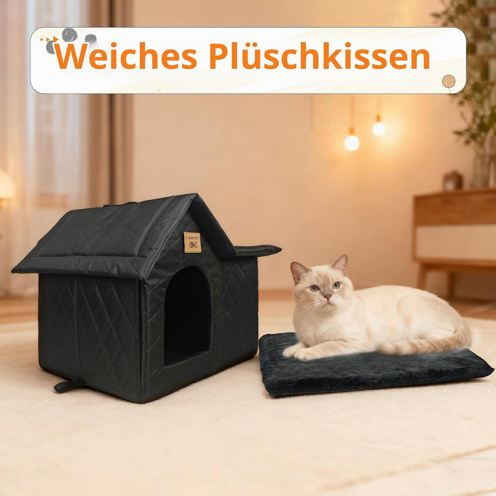 Luxus Katzenhaus Draussen Winterfest Wasserdicht Katzenhöhle Faltbare Wetterfester Haustierhaus Hund