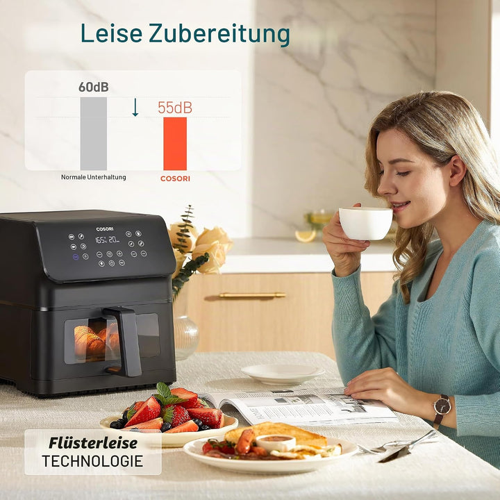 COSORI Luftfritteuse 6,2 Liter mit Fenster, 1700 W, Air Fryer mit 12 Funktionen (Backen und Braten),