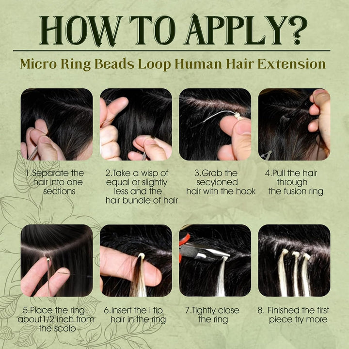 RUNATURE Extensions Micro Braun Ombre Echthaar Balayage Lang 55cm Micro Bead Hair Extensions Echthaa