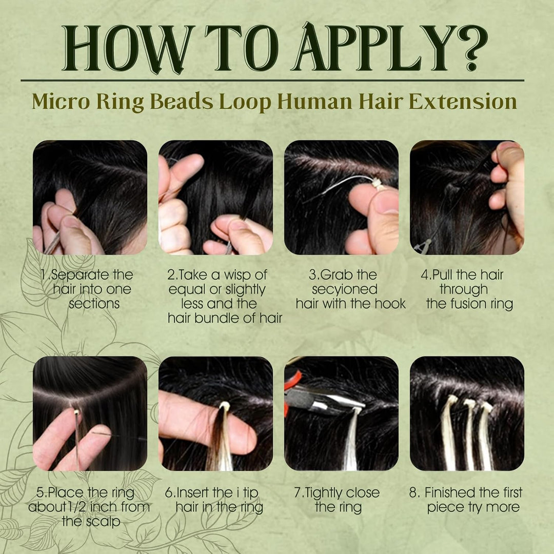 RUNATURE 55cm Extensions Micro Loop in Echthaar Remy Lang Micro Ring Extensions Echthaar 50 Stück 50