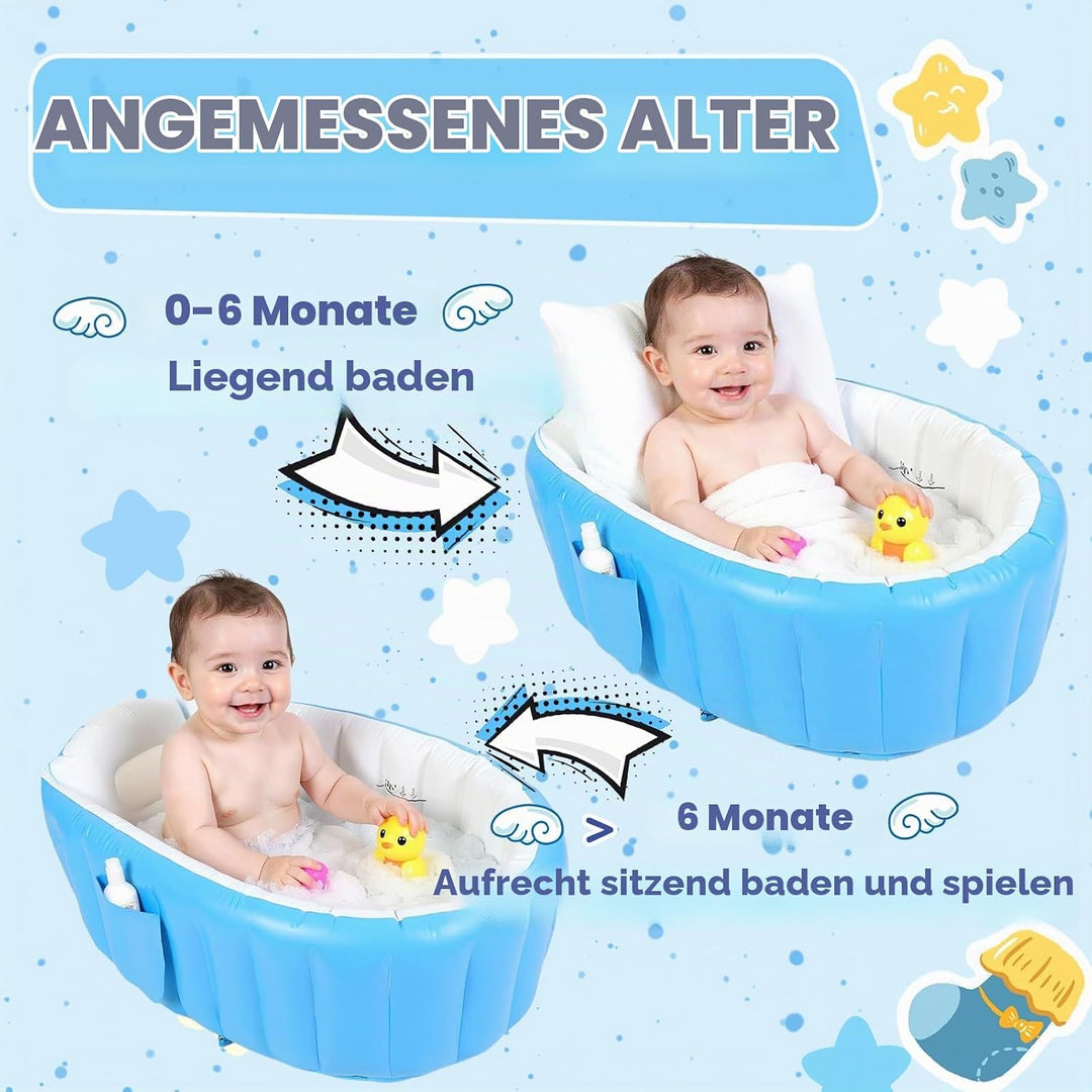 Aufblasbare Baby Badewanne, Säuglings Kinder Badewanne mit Luftpumpe, Reise Tragbare Badewanne für D