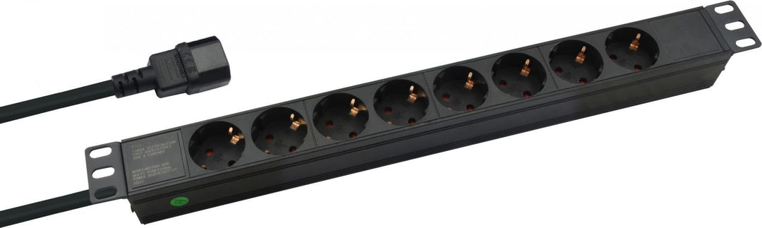 Helos 19" Steckdosenleiste Professional, 8-Fach, schwarz, 2,0m, für USV (C14), 262836
