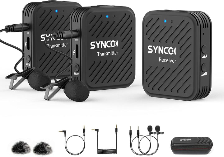SYNCO G1(A2) 2,4GHz Lavalier Funkmikrofon, Kabellos Ansteckmikrofon System, Wireless Microphones Mic