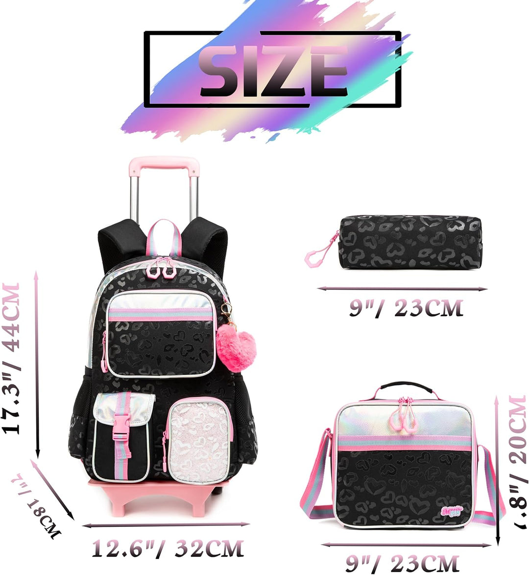 HTgroce Kinder Trolley Rucksack Schultasche Schulranzen Mädchen schultrolleys Schulrucksack Kinderko