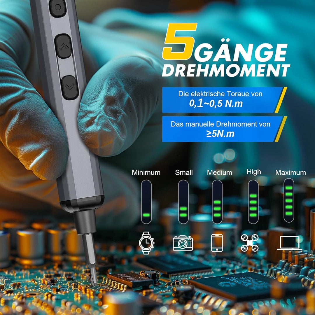 Mini Elektrisch Schraubendreher Set - 72 in 1 Präzisions Electric Screwdriver - Akku Schraubendreher