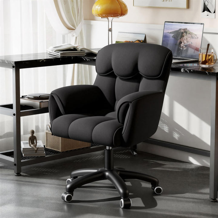 Ergonomischer Bürostuhl, Höhenverstellbarer Schreibtischstuhl mit Armlehnen, 360° Drehfunktion, Samt