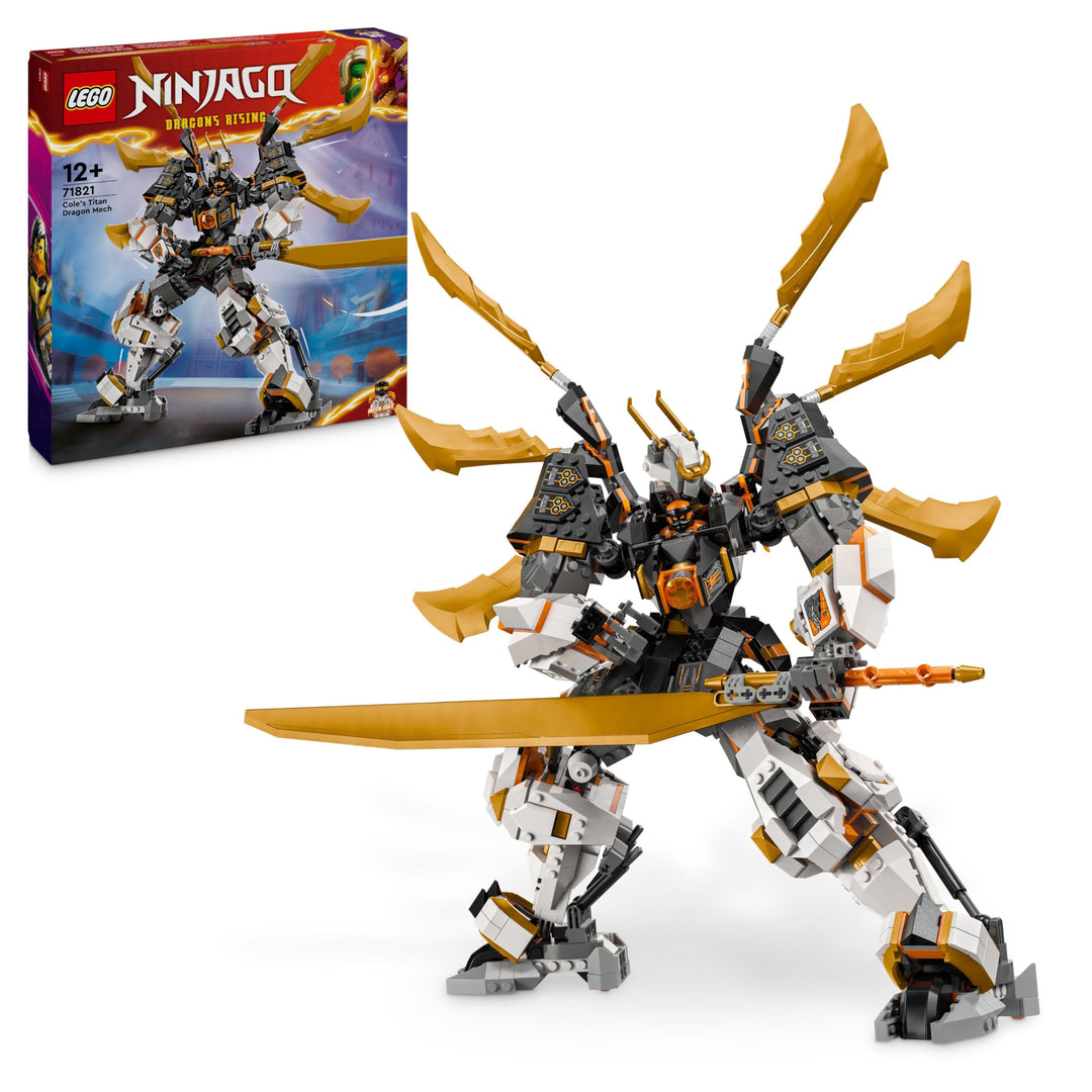 Lego NINJAGO Coles Titandrachen-Mech, Abenteuer Spielzeug für Kinder, Ninja Spielset mit 1 Minifigur