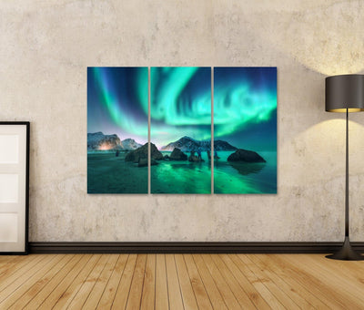 islandburner Bild Bilder auf Leinwand Green Aurora Borealis und Fotografen. Aurora.Nordlichter in Lo