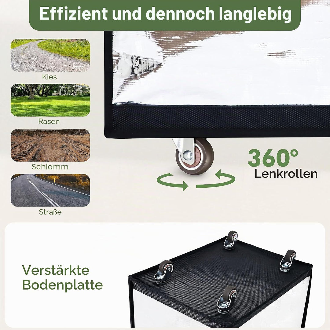 HOMESPON Einkaufstrolley Faltbar mit Rollen, Grosse wasserdichte Einkaufstasche, Rollbare Einkaufstü