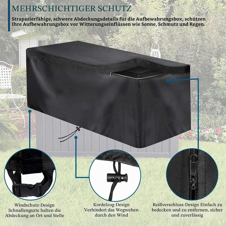 Abdeckung für Aufbewahrungsboxen, gartenbox Abdeckung, Kissenbox Abdeckung Auflagenbox Schutzhülle,