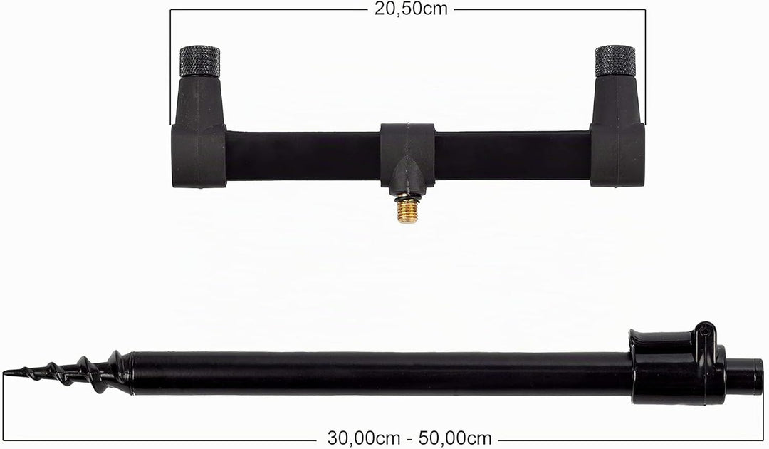 Zite Fishing Ruten-Auflagen Set - Teleskop Bank-Sticks 30-50cm &amp; Buzzer-Bars als Rutenhalter Angel -