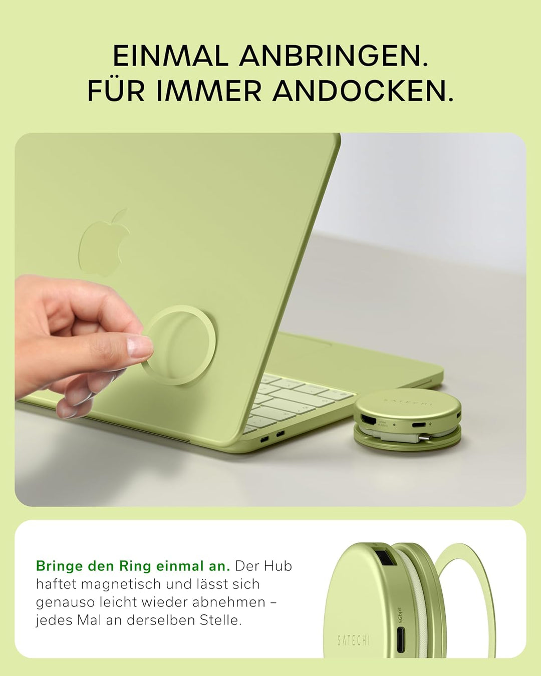 SATECHI USB-C Hub OntheGo™ 5-in-1, HDMI 4K@60 Hz, Zitrus | PD 60 W, SD-Kartenleser, USB-A und USB-C