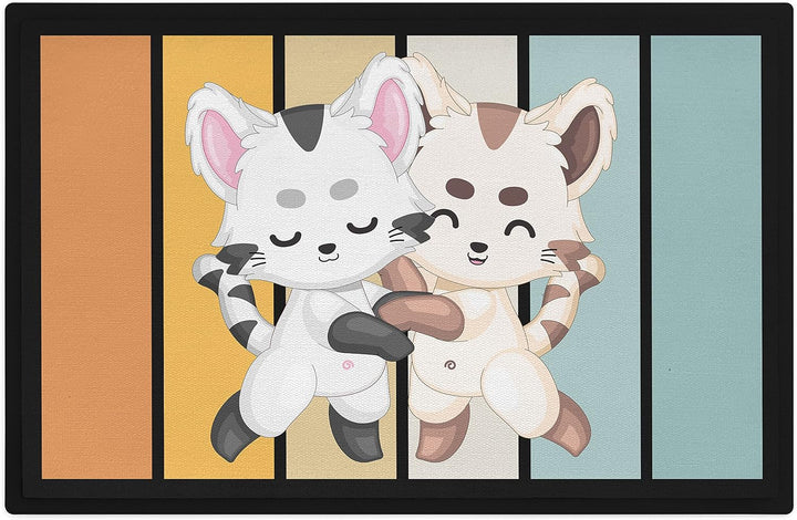 Trendation - Katzen Grafik Fussmatte Geschenk Katzenbesitzerin Lustige Katzen Fussmatte 60x40 cm Spr